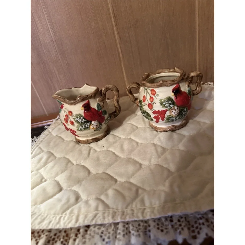 Old World Christmas Cream and‎ Sugar Cardinal Bird